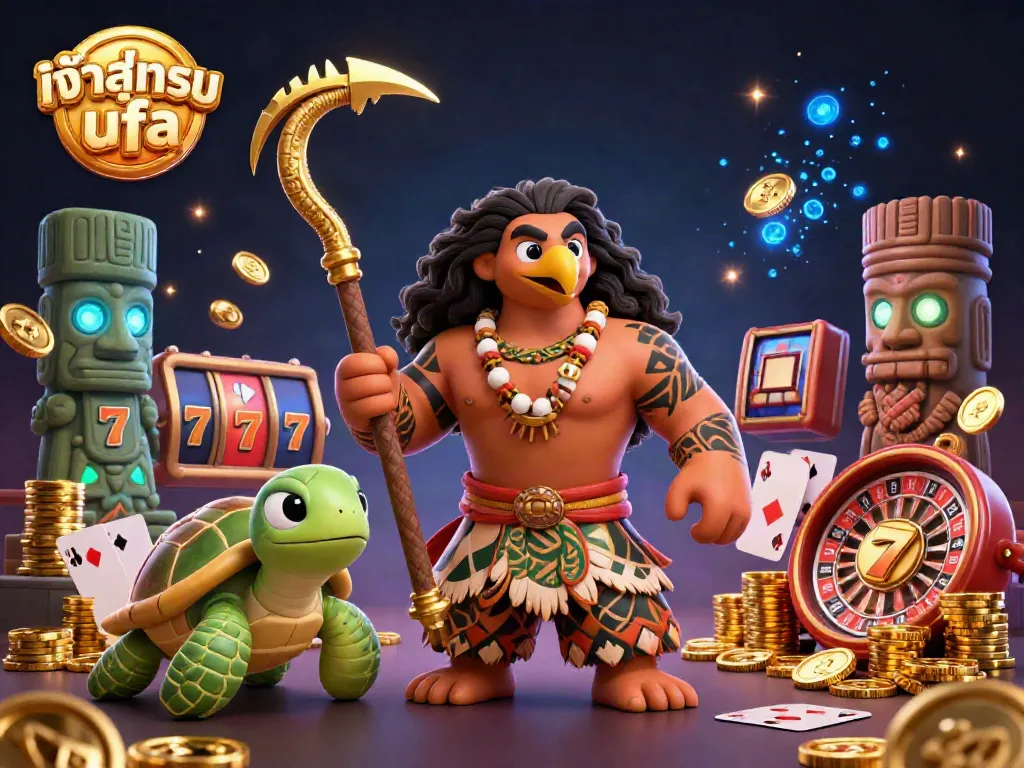 Experience vibrant gaming action with "เข้าสู่ระบบ ufa" featuring dynamic characters in a vibrant casino illustration.