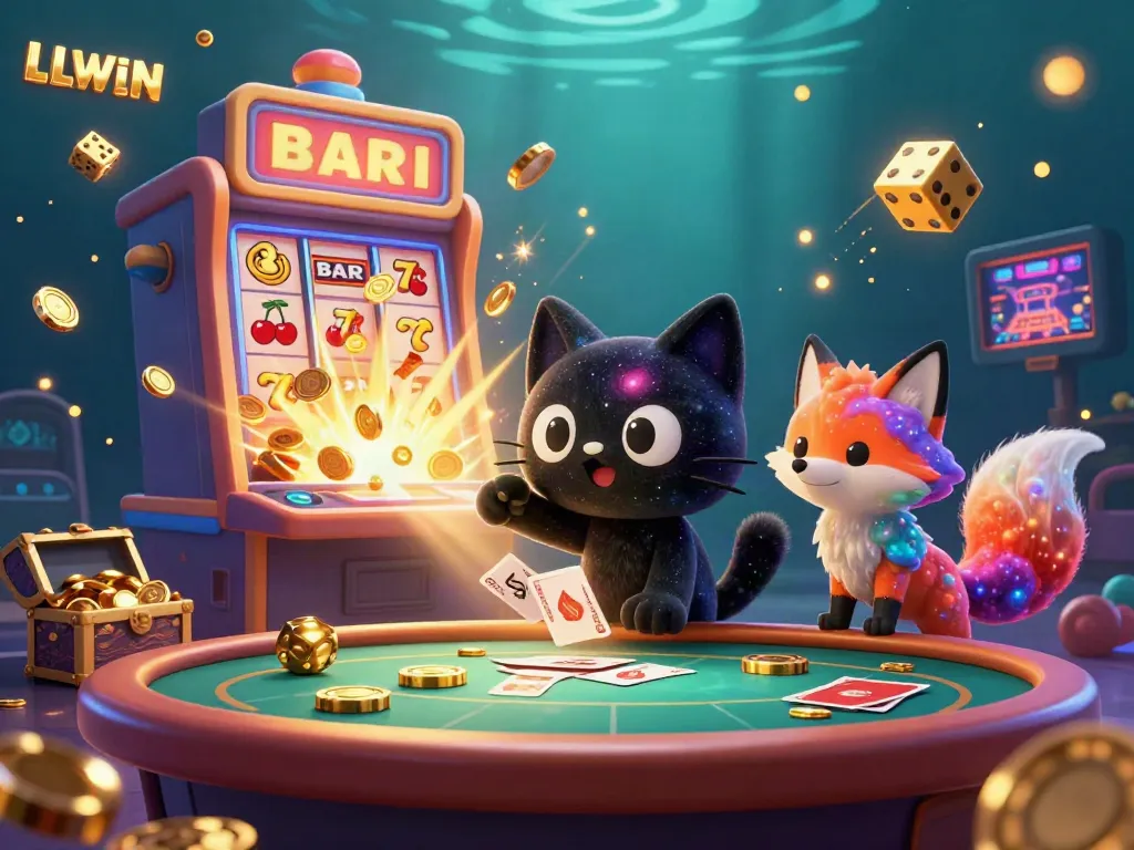Engage in the cosmic casino adventure at LLWIN, featuring vibrant characters and exciting game elements.