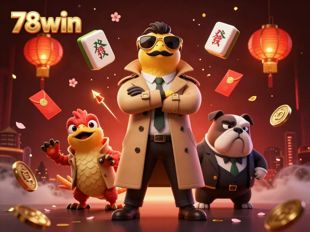 Experience thrilling excitement at 78win's VIP lounge with raptors in disguise and festive casino elements.
