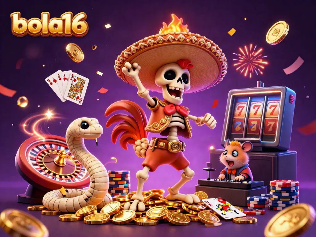 Experience the vibrant bola16 online casino with colorful characters and dynamic gaming elements.