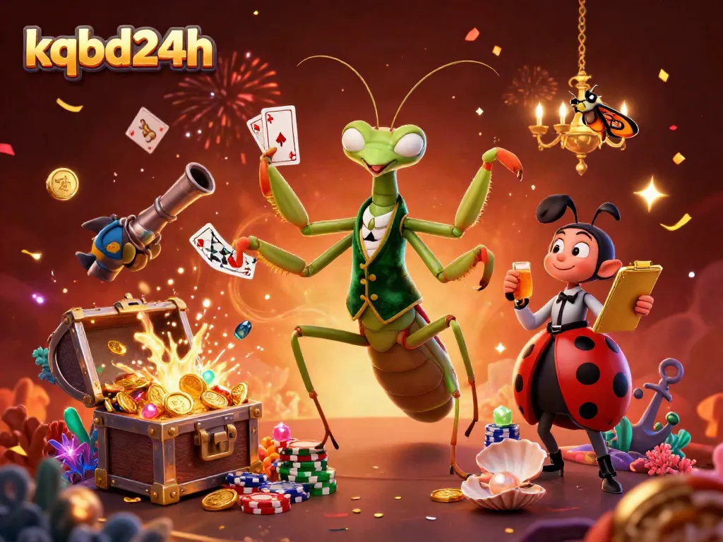 Experience thrilling action with the kqbd24h mantis card sharp and ladybug pit boss in this vibrant casino scene.