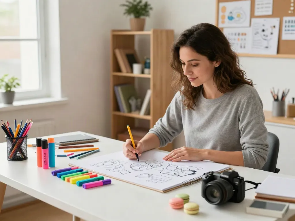Highlighter manufacturer showcasing colorful pens in a bright office environment for creative work.