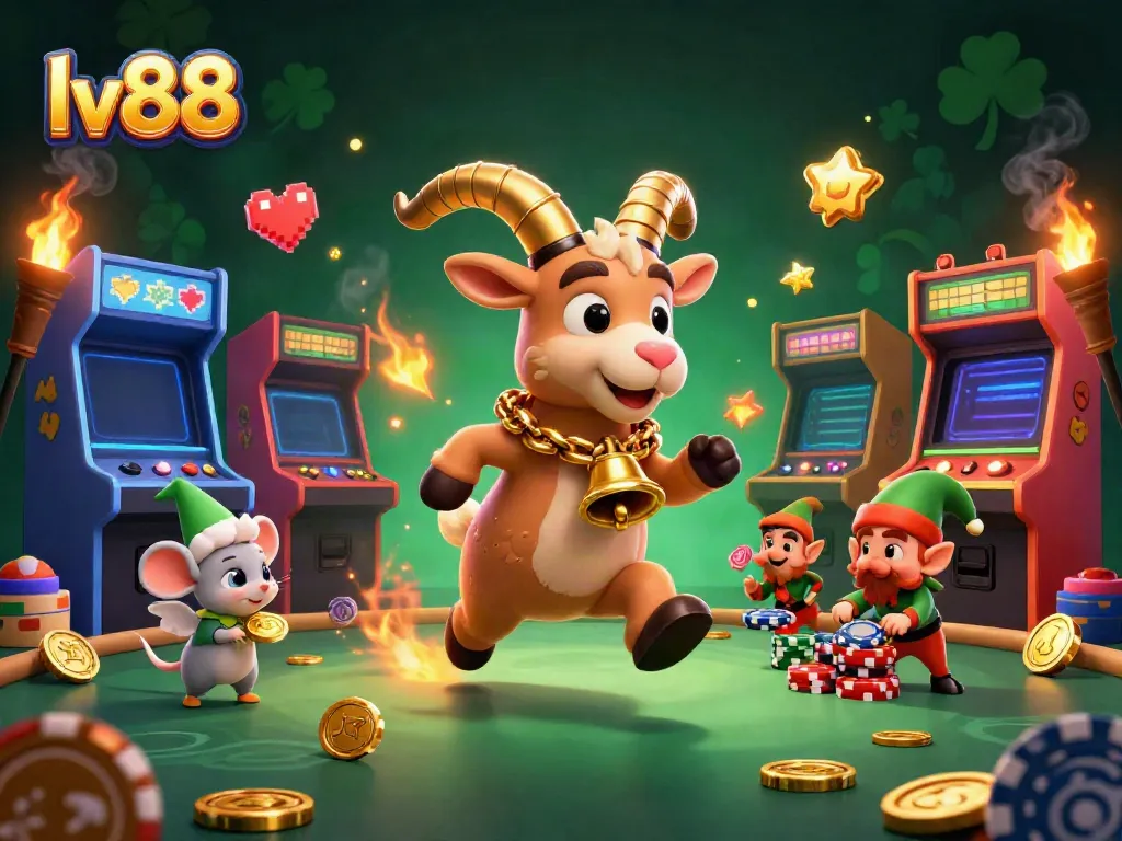 Experience the thrilling gameplay at lv88, where festive characters steal poker chips in a colorful casino.