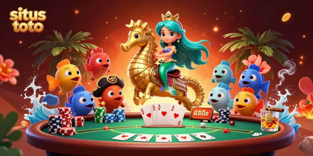 Experience epic wins at situs toto, where a mermaid princess plays dynamic poker.